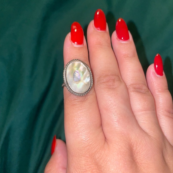 vintage sterling silver ring with abalone setting - Picture 1 of 2